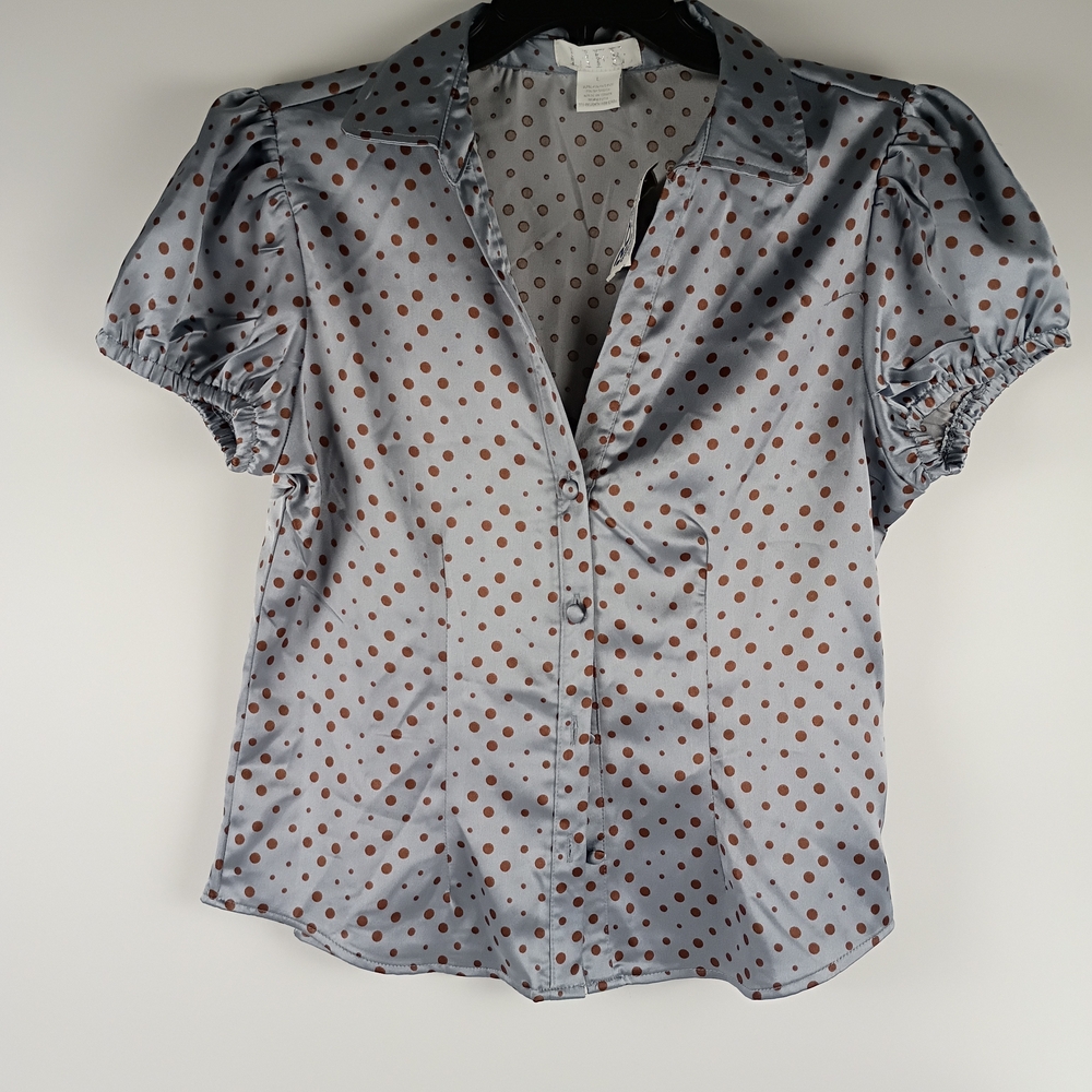 Elegant Gray Polka Dot Blouse